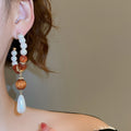 Chic Resin Pearl Beaded Teardrop Drop Earrings With Silver Pins For Elegant Women view 3