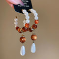 Chic Resin Pearl Beaded Teardrop Drop Earrings With Silver Pins For Elegant Women view 2