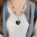Light Luxury Leather Sweater Necklace With Enamel Cross Heart Oval Pendant For Women view 3