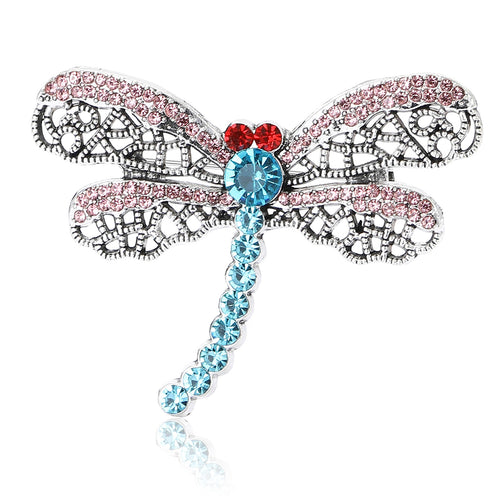 Alloy Rhinestone Dragonfly Brooch Pin For Coats And Sweaters