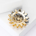 Metal Alloy Rhinestone Blue Yellow Sunflower Brooch Pin For Apparel view 3