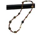 18K Gold Plated Tiger Eye Crystal Beaded Ethnic Vintage Oval Geometric Sweater Necklace view 5