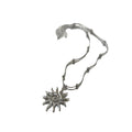 Copper Hollow Round Sun Pendant Sweater Necklace Minimalist Geometric Clavicle Chain view 5