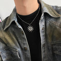 Copper Hollow Round Sun Pendant Sweater Necklace Minimalist Geometric Clavicle Chain view 1