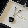 Style Stone Beaded Heart Cross Pendant Sweater Necklace For Women Hip Hop Geometric Jewelry view 4