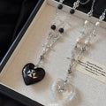 Style Stone Beaded Heart Cross Pendant Sweater Necklace For Women Hip Hop Geometric Jewelry view 2
