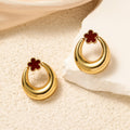Luxury Gold Alloy Hollow Hoop Flower Enamel Statement Earrings For Women Trendy European American Earrings view 4