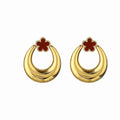 Luxury Gold Alloy Hollow Hoop Flower Enamel Statement Earrings For Women Trendy European American Earrings view 5