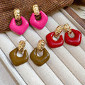 Alloy Enamel Diamond Pendant Earrings Minimalist Modern Geometric Dangle Stud Earrings for Women view 1