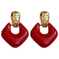 Alloy Enamel Diamond Pendant Earrings Minimalist Modern Geometric Dangle Stud Earrings for Women view 5