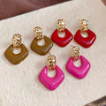Alloy Enamel Diamond Pendant Earrings Minimalist Modern Geometric Dangle Stud Earrings for Women view 3