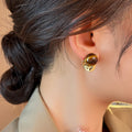 French Vintage Maillard Style Resin Tiger Eye Round Geometric Stud Earrings For Women view 4