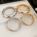European American Metal Faceted Texture Round Open Bangle, Minimalist Fashion Jewelry view 4