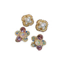 Sparkling Zircon Artificial Crystal Flower Stud Earrings With Silver Needle Vintage Palace Style view 5