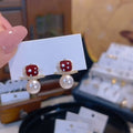 18K Gold Plated Geometric Square Faux Pearl Drop Earrings Light Luxury Sweet Style view 3