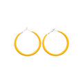 Minimalist Metal Hoop Earrings With Enamel Geometric Round Pendant And Silver Pins view 5