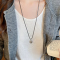 Light Luxury Alloy Oval Pendant Wax Cord Sweater Necklace For Women view 3