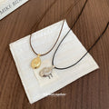 Light Luxury Alloy Oval Pendant Wax Cord Sweater Necklace For Women view 2