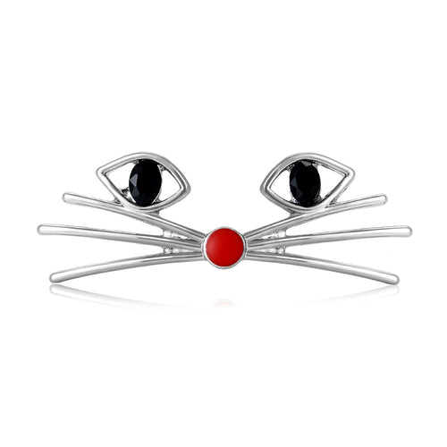 Alloy Glass Crystal Hollow Cat Brooch Pin For Suit Accessories