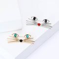 Alloy Glass Crystal Hollow Cat Brooch Pin For Suit Accessories view 3