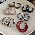 Leather Geometric Circle Pendant Hoop Earrings With Silver Needle, European Style Fashion Jewelry view 3