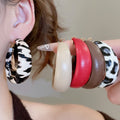 Leather Geometric Circle Pendant Hoop Earrings With Silver Needle, European Style Fashion Jewelry view 2