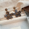 Vintage Maillard Hong Kong Style Polka Leopard Print Acrylic Flower Pendant Statement Earrings view 3