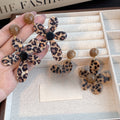 Vintage Maillard Hong Kong Style Polka Leopard Print Acrylic Flower Pendant Statement Earrings view 2