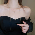 Light Luxury Copper Zircon Round Bead Pendant Layered Sweater Necklace view 3