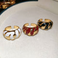 Light Luxury Alloy Open Ring For Women With Enamel Irregular Geometric Round Texture view 2