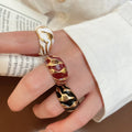 Light Luxury Alloy Open Ring For Women With Enamel Irregular Geometric Round Texture view 1