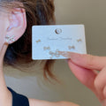 18K Gold Plated Copper Bowknot Zircon Stud Earrings With Silver Pins Light Luxury Women's Jewelry view 4