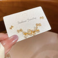 18K Gold Plated Copper Bowknot Zircon Stud Earrings With Silver Pins Light Luxury Women's Jewelry view 3