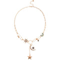 Sparkling Rhinestone Star Moon Pendant Alloy French Court Style Sweater Necklace For Women view 5