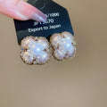 Light Luxury French Court Style C-Shaped Flower Stud Earrings With Zircon And Faux Pearl view 4