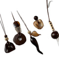 Vintage Ethnic Wood Resin Irregular Geometric Pendant Sweater Necklace With Round Oval Design view 5