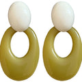 Vintage Hong Kong Style Acrylic Oval Hollow Geometric Drop Earrings With Silver Pins view 5