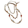 Vintage Court Style Resin Ceramic Teardrop Flower Crystal Pendant Sweater Necklace view 5