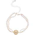 Light Luxury Faux Pearl Beaded Bracelet With Zircon Star Pendant Double Layer Design view 5