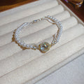 Light Luxury Faux Pearl Beaded Bracelet With Zircon Star Pendant Double Layer Design view 2