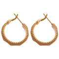 18K Matte Gold Copper Hoop Earrings With Silver Pins And Faceted Zircon Round Pendants European Court Style view 5