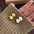 18K Gold Plated Brushed Metal Teardrop Stud Earrings Minimalist Style Commuter Jewelry view 1