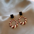 Alloy Geometric Hollow Round Drop Earrings With Rhinestone Enamel Light Luxury Vintage Style view 3