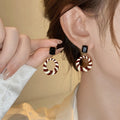 Alloy Geometric Hollow Round Drop Earrings With Rhinestone Enamel Light Luxury Vintage Style view 2