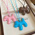 Korean Style Alloy Enamel Puppy Pendant Necklace, Cute Sweet Vacation Collarbone Chain view 2