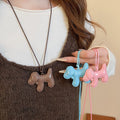 Korean Style Alloy Enamel Puppy Pendant Necklace, Cute Sweet Vacation Collarbone Chain view 1