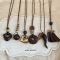 Vintage Ethnic Resin Wood Geometric Irregular Pendant Tassel Sweater Necklace For Women view 2