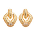 Copper Rhinestone Rhombus Pendant Drop Earrings For Women Light Luxury Geometric Ear Jewelry view 5