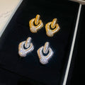 Copper Rhinestone Rhombus Pendant Drop Earrings For Women Light Luxury Geometric Ear Jewelry view 4