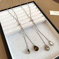 Maillard Style Tiger Eye Teardrop Pendant Adjustable Sweater Necklace For Women view 2
